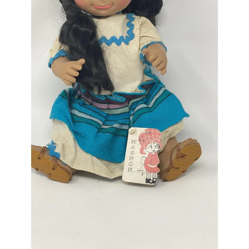 1980s JESSICA MAGNON Little Mexican Girl Rubber DOLL Freckles Spanish Jointed Po